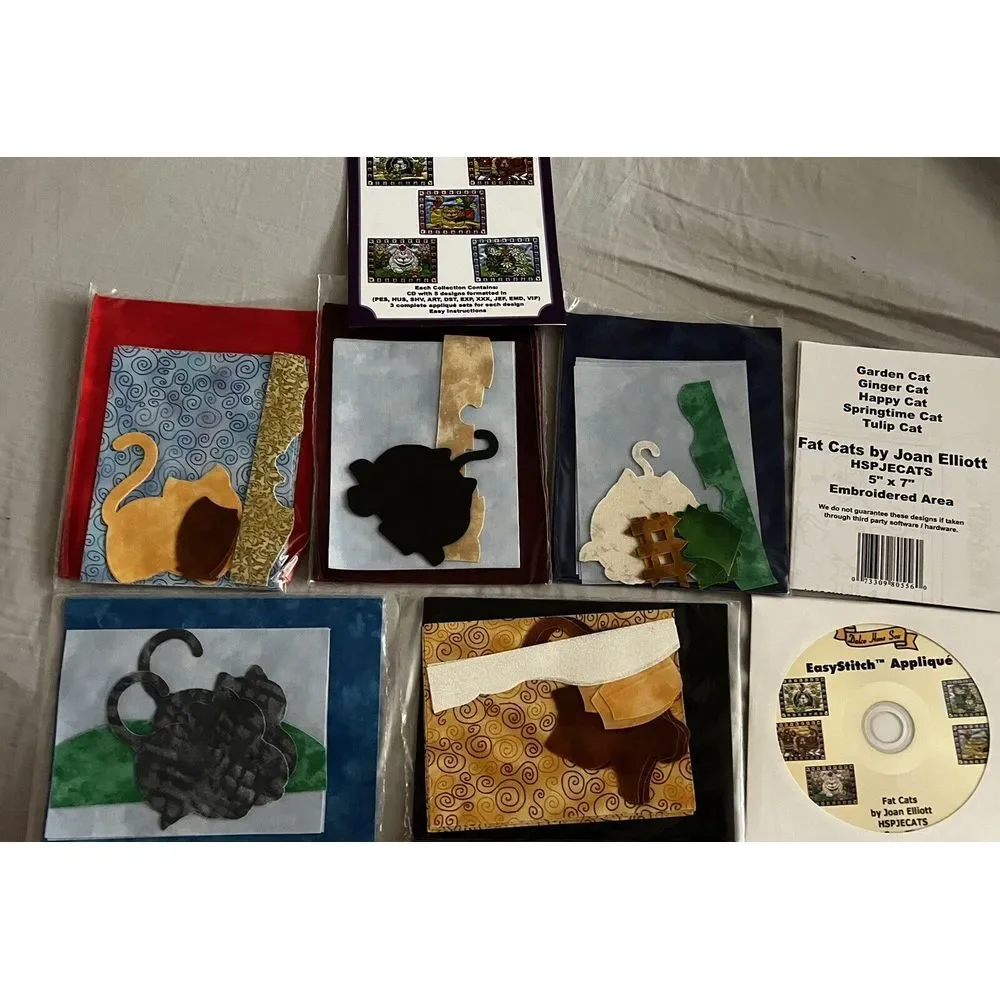 Dalco EASYSTITCH APPLIQUE FAT CATS Embroidery CD Disk Joan Elliott‎
